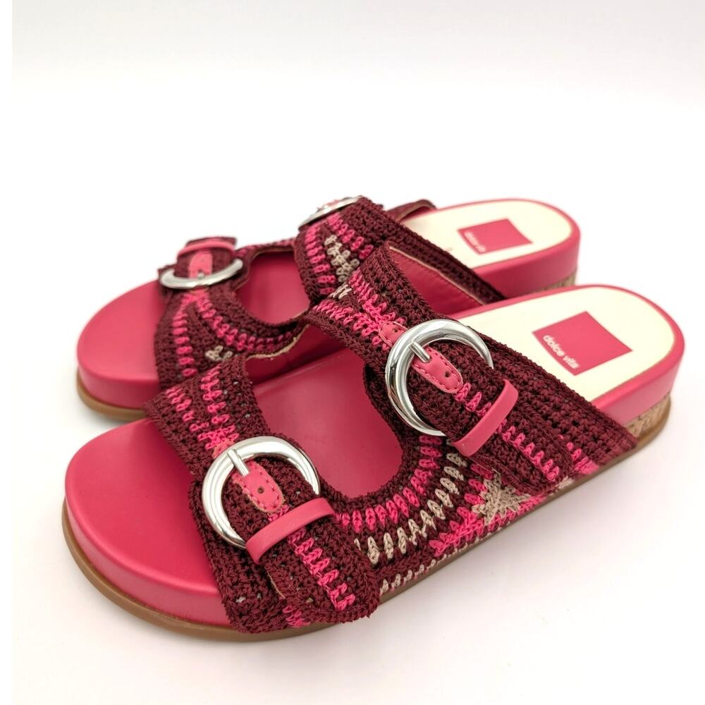 Dolce Vita Ralli Women's Wedge Knit Sandals Double Strap Slide Pink Size US6.5